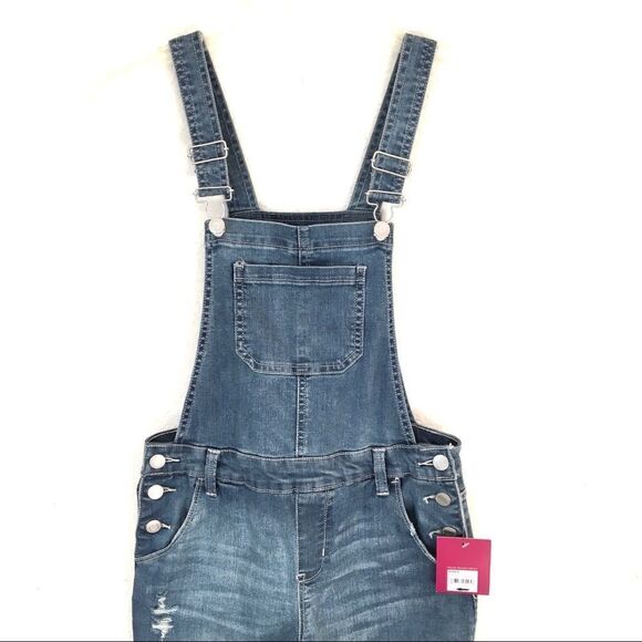 SO light wash distressed overalls girls14 - Picture 3 of 10